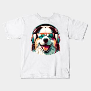 Slovensky Cuvac Smiling DJ with Headphones and Sunglasses Kids T-Shirt